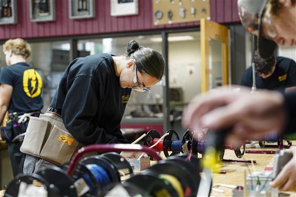 Electrical Technology students working in lab